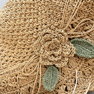 Elegant Crochet Straw Hat with Ruffle Detail